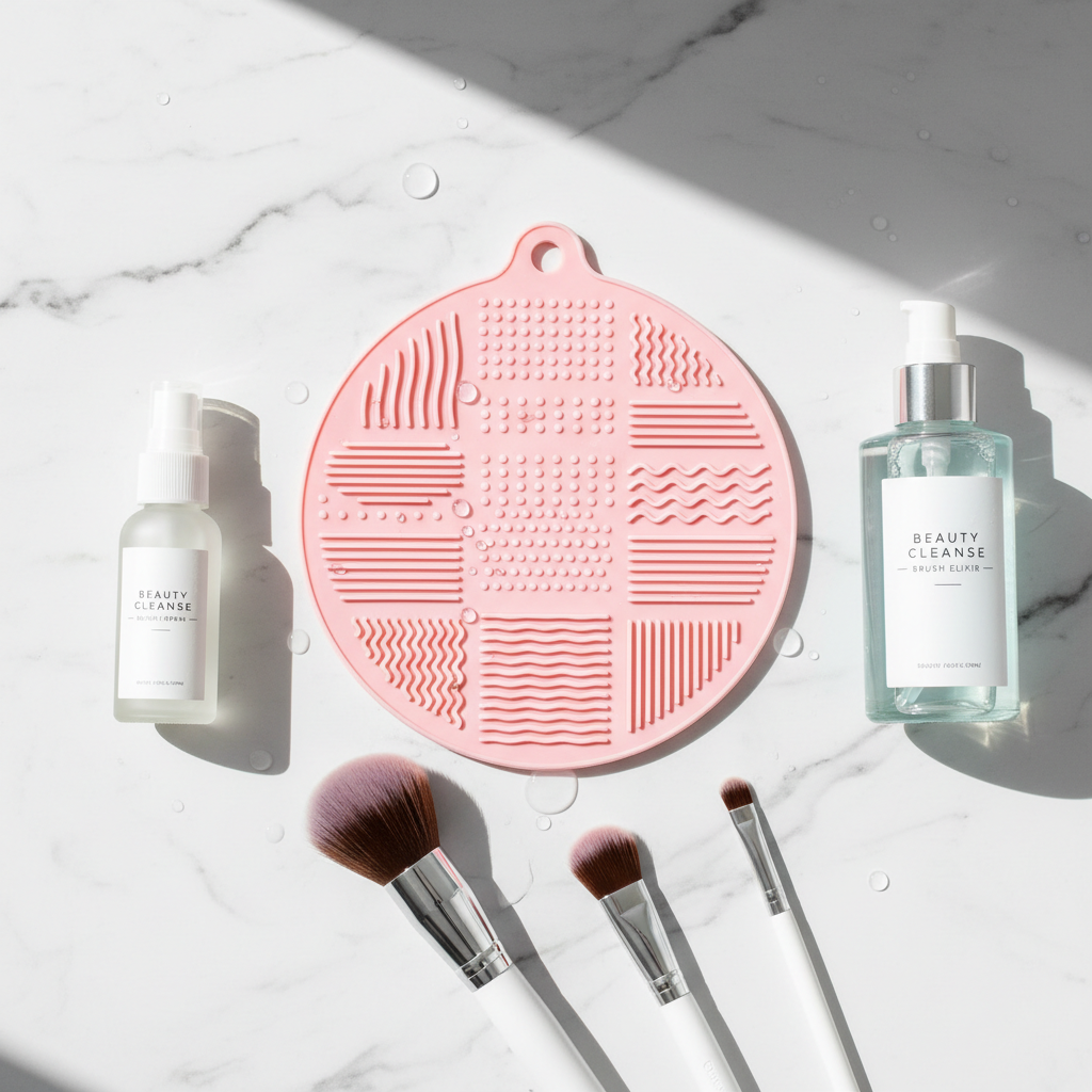 Kit de limpieza de brochas de maquillaje con alfombrilla de silicona